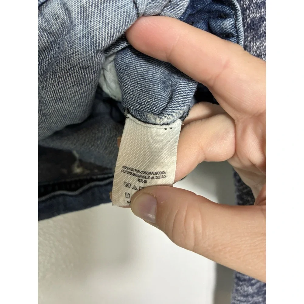 Free People Denim Jacket With Sweater Sleeves Sz Small Mid Wash Preppy Classic - Picture 5 of 9
